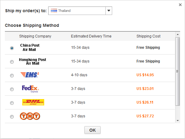 aliexpress shipping